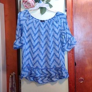 Fred David blue design shirt.